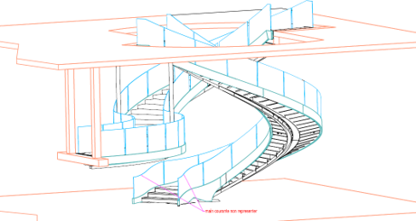 Escalier courbe monumental