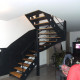 YSODECO escalier maison marches bois, métal droit ou quart tournant