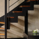 YSOCREMA Détail escalier quartier tournant, métal bois. Maison Design, moderne